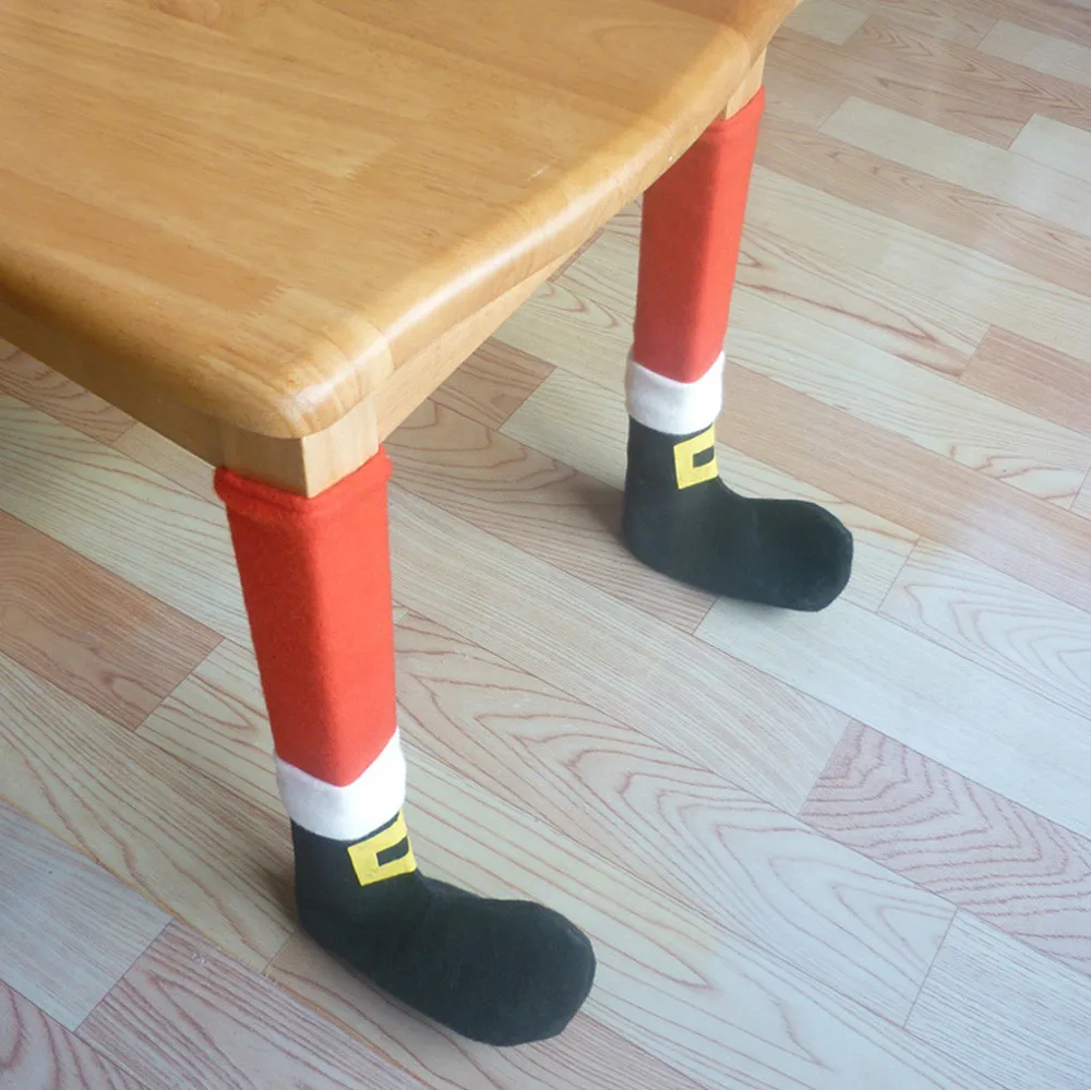 

2019 Table Leg Chair Foot Covers Xmas Party Decoration Navidad Xmas Funny Christmas Table Decor New Year Holiday Favor #F