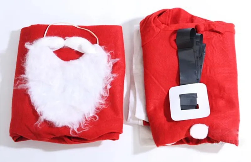 Костюм Санта-Клауса для взрослых; плюшевая одежда для папы; Рождественский костюм для костюмированной вечеринки; Мужское пальто; брюки; пояс с бородой; шапка; Рождественский комплект