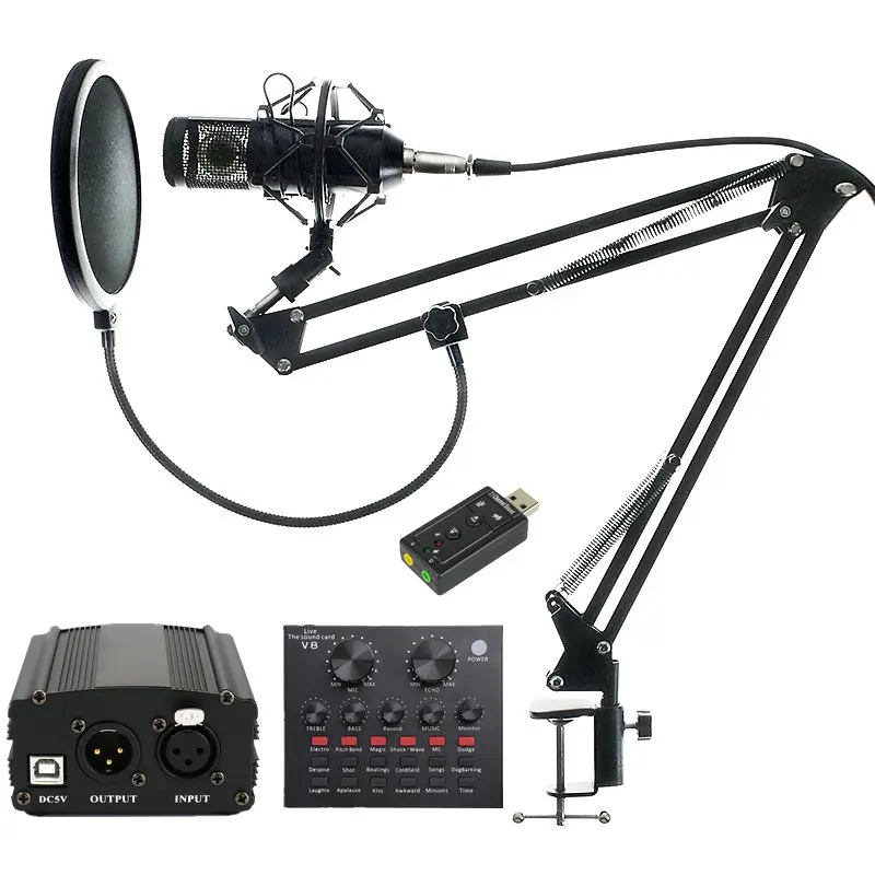 

BM 800 Professional Condenser Studio Microphone Audio Vocal recording for Computer karaoke Phantom power pop filter Sound card