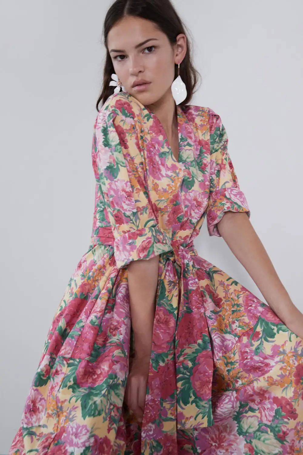 

Floral Printing Bat Sleeve Lolita Cute Kawayi Sweetie Preppy Kawayi Girls Dress Harajuku Korean Flower Teen Girls