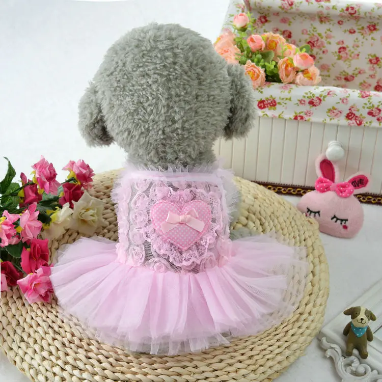 FS01 Free shipping Summer Pet tutu dresses Skirt Lace Bow Puppy dog