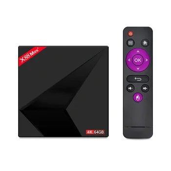 

X88MAX Android 9.0 TV Box 4G 64G Support 2.4G Wifi HDMI 2.0 4K Set Top Box RK3328 Mail-450 Media Player for Smart TV Box