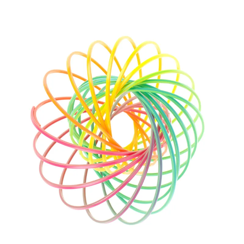 

EHBqna Plastic Magic Flowring Rainbow Color Kinetic Spring Flowtoys Anti Stress Flow Ring Kids Adult Children Toy Party Gift New