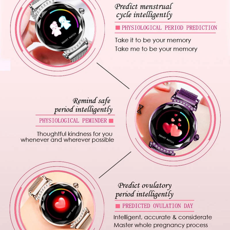 FELEBY 2019 Smart Watch Women Fashion Crystal Bracelet Wristband Watches Pedometer Fitness Tracker Smartwatch for IOS Android