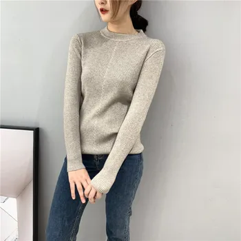 

WSYORE 2019 New Autumn and Winter Casual Slim Long Sleeve Sweater Women Thick Bottoming Knitted Pullover Top Female NS1319