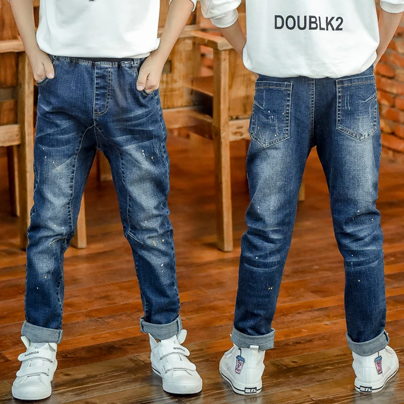 FYH Children Clothes Boys Jeans Denim Pants Elastic Waist Spring Autumn Teenager Kids Trousers School Boys Jean Pants 5-14 Years boys elastic waist solid pants