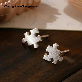 

925 Silver Earrrings Jigsaw Brincos Jewelry Vintage Pendientes Minimalism Charm Mom Birthday Gift Oorbellen Earrings for Women
