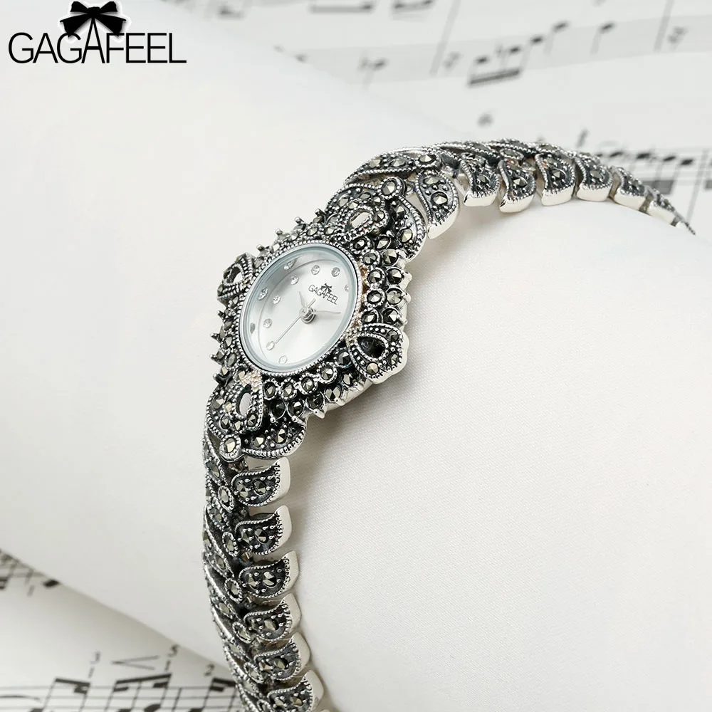Goedkoop GAGAFEEL vrouwen Armband Horloge 925 Sterling Zilveren Horloge Klok Luxe Merk Jurk Horloges Uur voor Dames Vrouw
