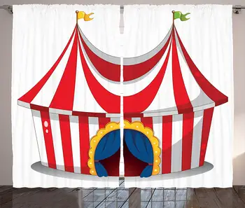 

Circus Curtains Illustration Retro Carnival Flag Nostalgic Fun Festival Venue Artistic Work 2 Panel Set Living Room Bedroom inch