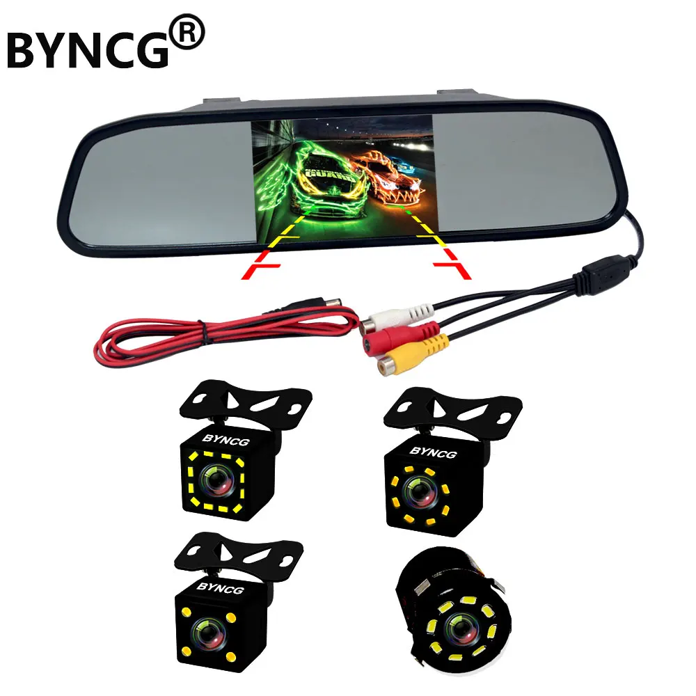 

4.3" Car Rearview Mirror Monitor Auto Parking System + LED Night Vision Backup Reverse Camera CCD Car Rear View Camera