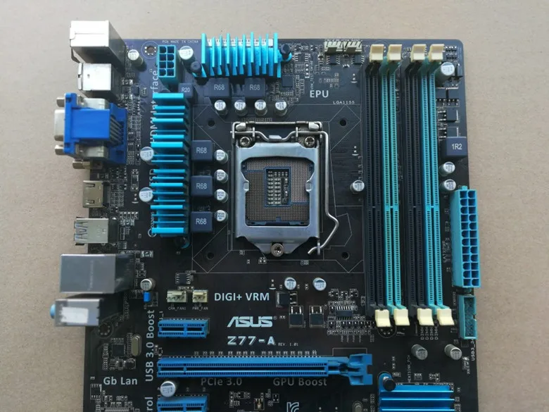 Б/у, Материнская плата ASUS Z77-A Z77 Socket LGA 1155 i3 i5 i7 DDR3 32G ATX UEFI BIOS материнская плата