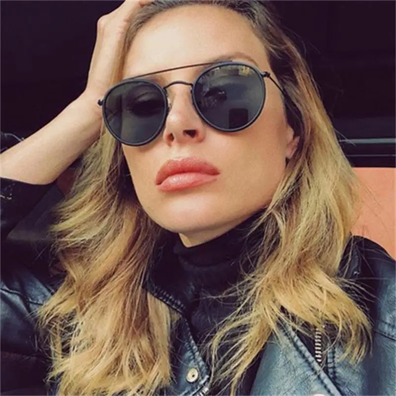 Round Double Bridge Sunglasses Unisex 