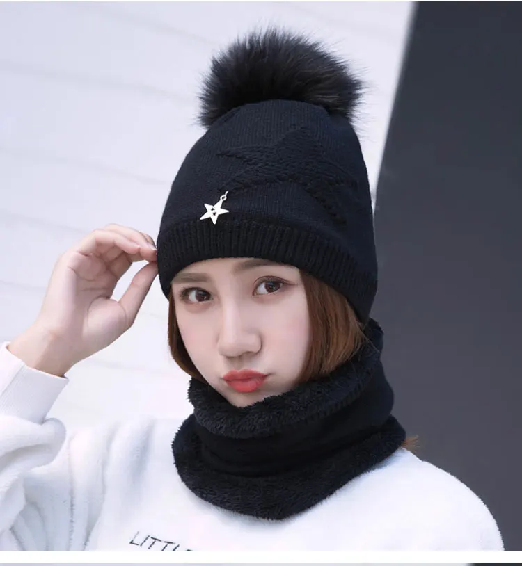  winter hat pompom hat beanie winter hats for women winter cap with scarf gorros mujer invierno winter set hat scarf (8)