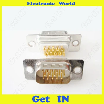 

5pcs 3U Gold Plated D-sub Connector DB 15pin Plug VGA Jack D-sub Socket 3 Row 15pin Solid Pin Welding Adapter