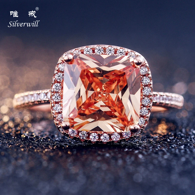 Silverwill sterling 925 silver ring large 3ct Morganite Stone radiant Halo engagement rings rose gold luxury jewelry for women
Silverwill sterling 925 silver ring large 3ct Morganite Stone radiant Halo engagement rings rose gold luxury jewelry for women
