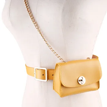 

mini Belt bag Snakeskin pattern package fashion coin purse chain decorate single shoulder bag Inclined shoulder bag Woman