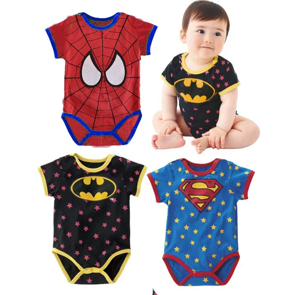 Герой альянса Одежда для малышей Комбинезоны Короткие Bebe комбинезон супер Hero baby Boy костюмы тела Супермен/Бэтмен одежда