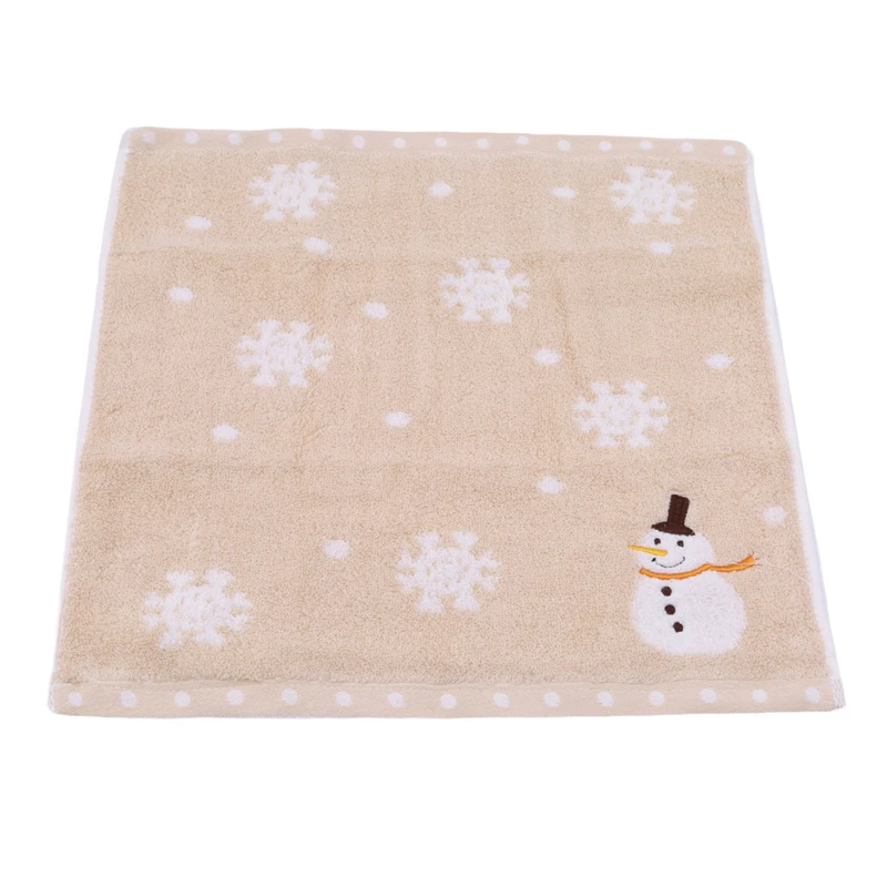 Baby Face Towels Cute Cartoon Snowman Snowflake Pattern Polyester Cotton Towel Newborn Stuff Bath Shower Face Square Scarf