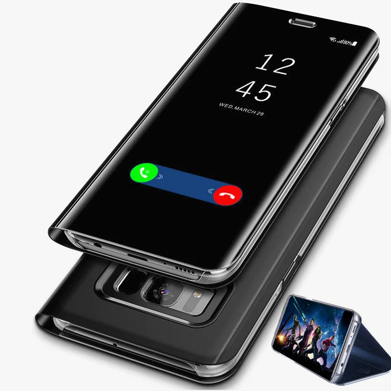 Зеркальный смарт чехол для Samsung Galaxy A6 A8 A9 J3 J4 J5 J6 j7 prime 2017 2018 Plus A30 A50 A8S A10 20 30 40 50