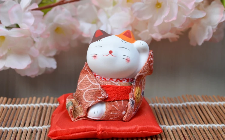 3 шт. фигурки счастливого кота японское кимоно Maneki Neko гипсовые украшения животные котенок миниатюры украшение дома бизнес подарок