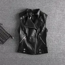 Новое поступление распродажа Chaquetas De Cuero Mujer Для женщин кожаная куртка 2xl 3xl модные кожаные жилет из искусственной кожи Размеры байкерская куртка