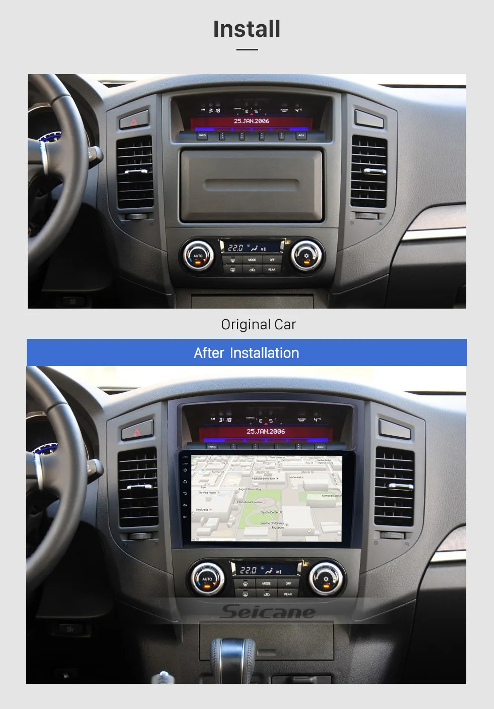 Top Seicane Car Radio For Mitsubishi PAJERO V97/V93 2006 2007 2008 2009 2010 2011-2013 Android 8.1 9 inch 2Din GPS Multimedia Player 2