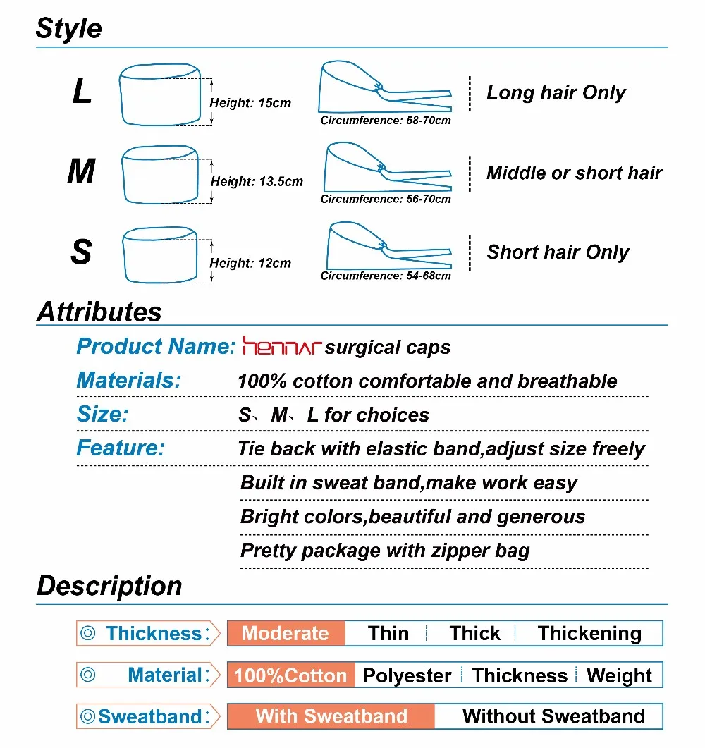 Hennar медицинская Кепка s горячая Распродажа три размера для выбора с Sweatband хирургическая Кепка скейтборды печатная хирургическая шапочка для докторов