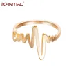 Bagues en forme de cœur pour femmes, couleur or, géométrique, ECG, électrocardiogramme, bijoux de fête, à la mode ► Photo 1/5