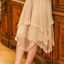 Линетт's chinoisery Весна Лето дизайн для женщин Винтаж розовый кружево лоскутное Mori асимметричные юбки для девочек