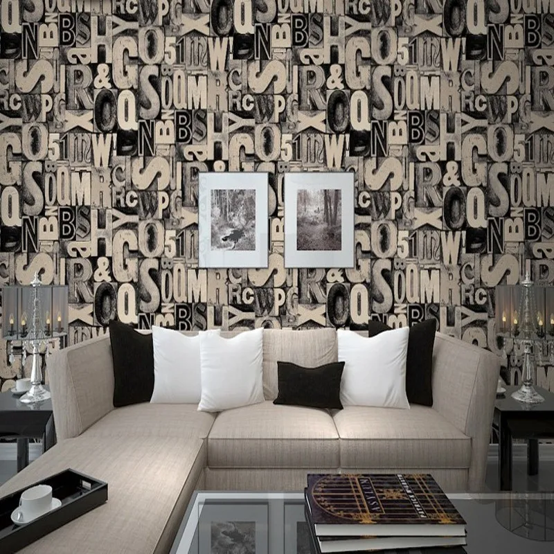 

Free Shipping 3D Stereo Gray Letter Wallpapers American Retro Bar KTV Theme Restaurant Internet cafes Wallpaper