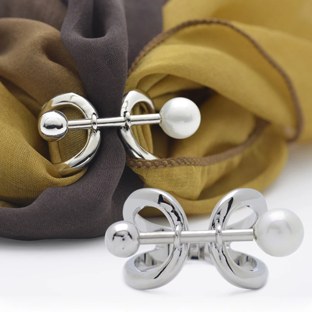 Fancy Pure Copper Multi-functional Ring Pearl Cross-bar Scarf Shawls Buckle
