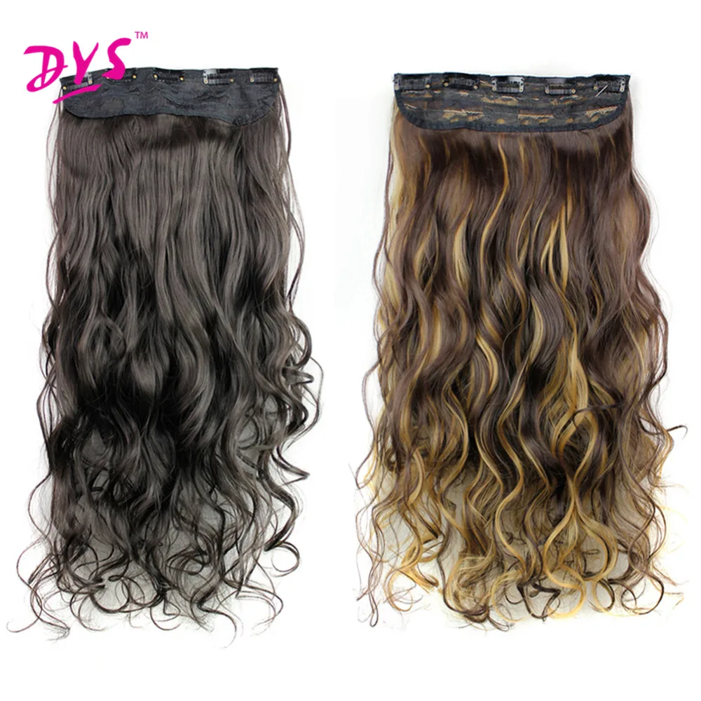 Deyngs 5 Clips in Hair Extensions One Piece Long Wavy Synthetic High Temperature False Hair Hairpieces for Women 24Inch  (4)