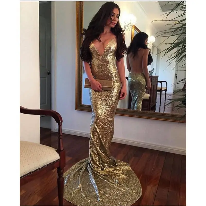 Золотой Платья для выпускного вечера с золотыми блестками, длинные vestidos de fiesta largos elegantes de gala, импортные вечерние платья с открытой спиной - Цвет: Золотой
