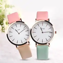 Для женщин Для Мужчин's Повседневное студент Искусственная кожа аналоговые кварцевые наручные часы пара