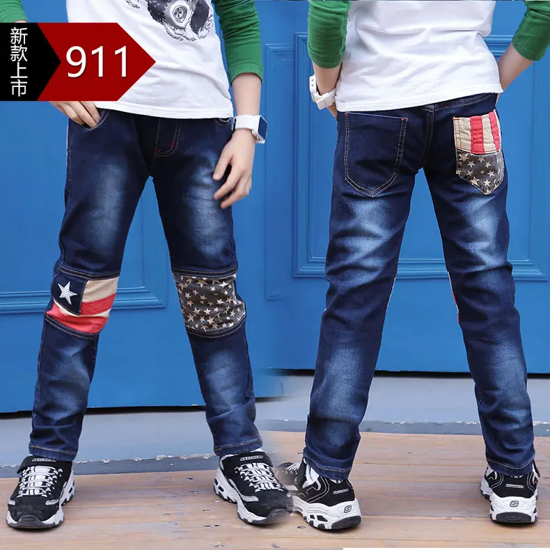 

Cotton Patchwork Stars Stripe Children's Boys Jeans Baby Boys Jeans Autumn 2016 New  Toddler Clothing Kids Boys Trousers B34