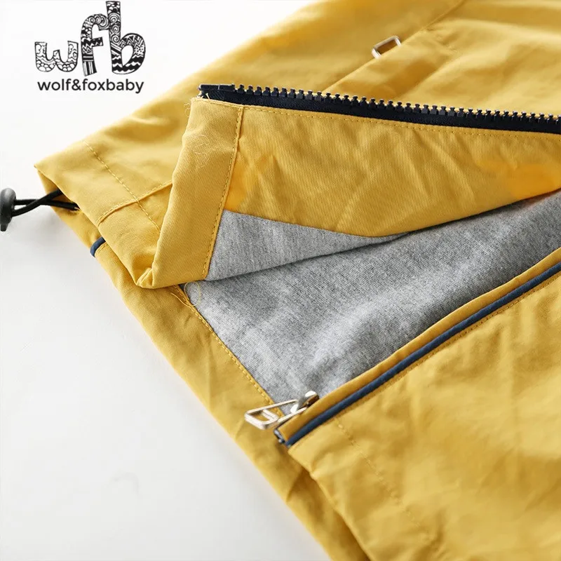 Retail 2-8 years long-sleeved pure color hooded coat windbreaker boy spring fall autumn