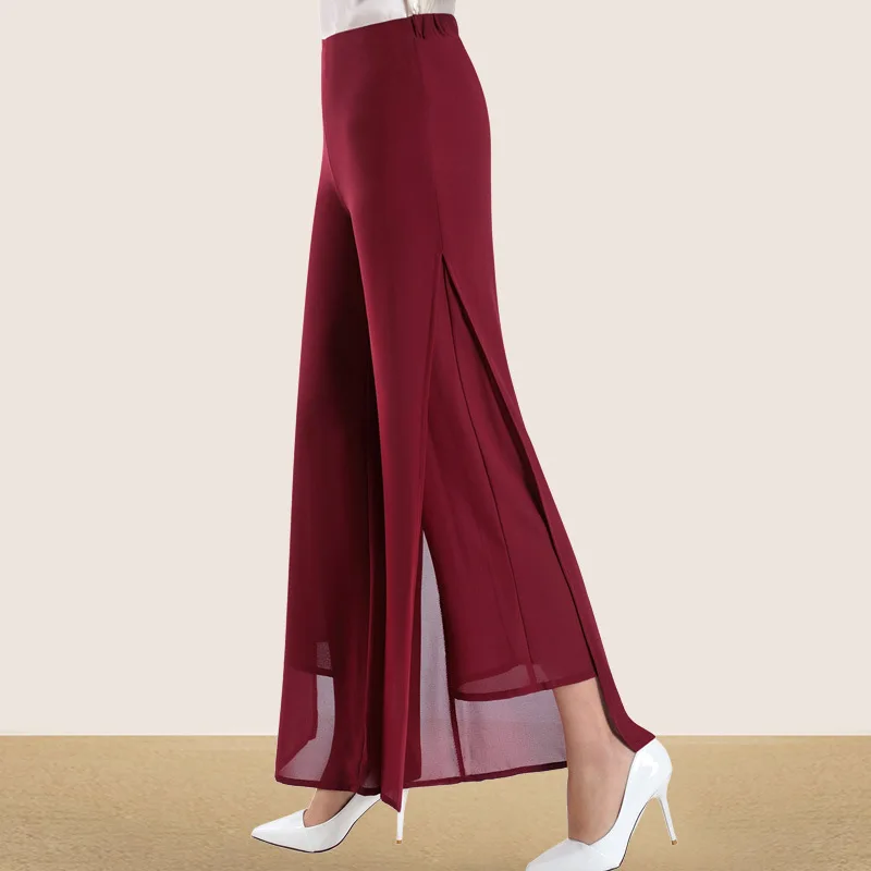 Pantalon Palazzo D'été Pour Femme - Taille 38, Rouge, En Viscose, Coupe Large évasée