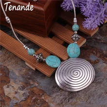 Tenande – colliers et pendentifs en pierre naturelle bohème pour femmes, bijoux Vintage, perles à motifs géométriques