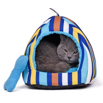 

Domestic Delivery Multifunction Stripe Pet Cat Bed Small Dog House Soft Pet Cushion Puppy Mats Dog Kennel Chihuahua Yorkshire