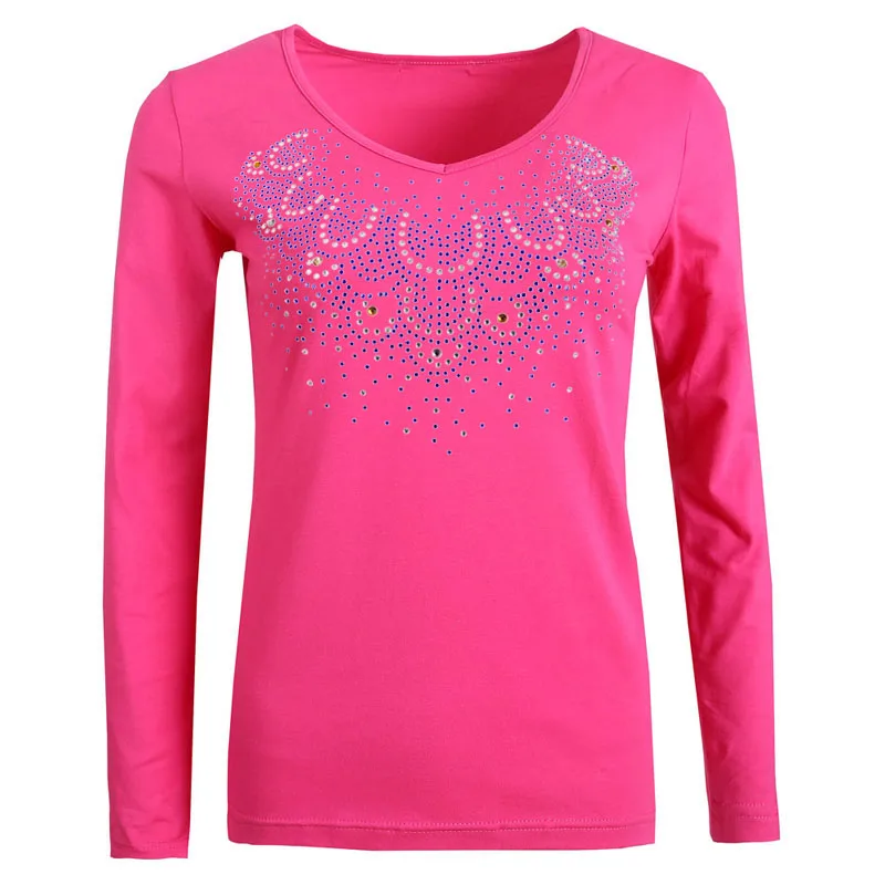 BLINGSTORY Plus Size V Neck Top Bead Diamond T-shirt Femme Long Sleeve Basic Cotton Tee Autumn T Shirt S-6XL LP5319028 BLINGSTORY Plus Size V Neck Top Bead Diamond T-shirt Femme Long Sleeve Basic Cotton Tee Autumn T Shirt S-6XL LP5319028