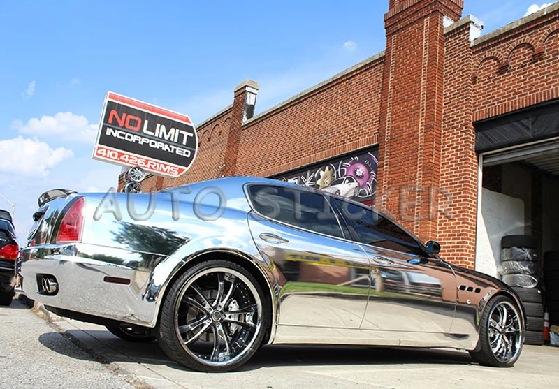 silver chrome mirror film car wraps 11