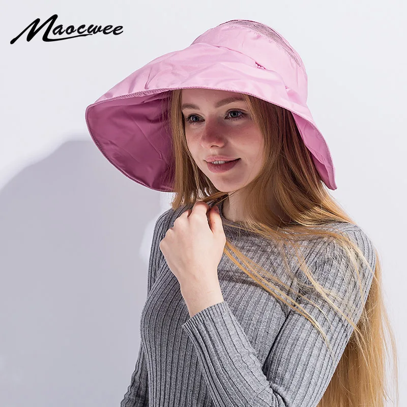 Wide Brim Sun Hats for Women Visor Female Summer Sun Empty Top Hat
