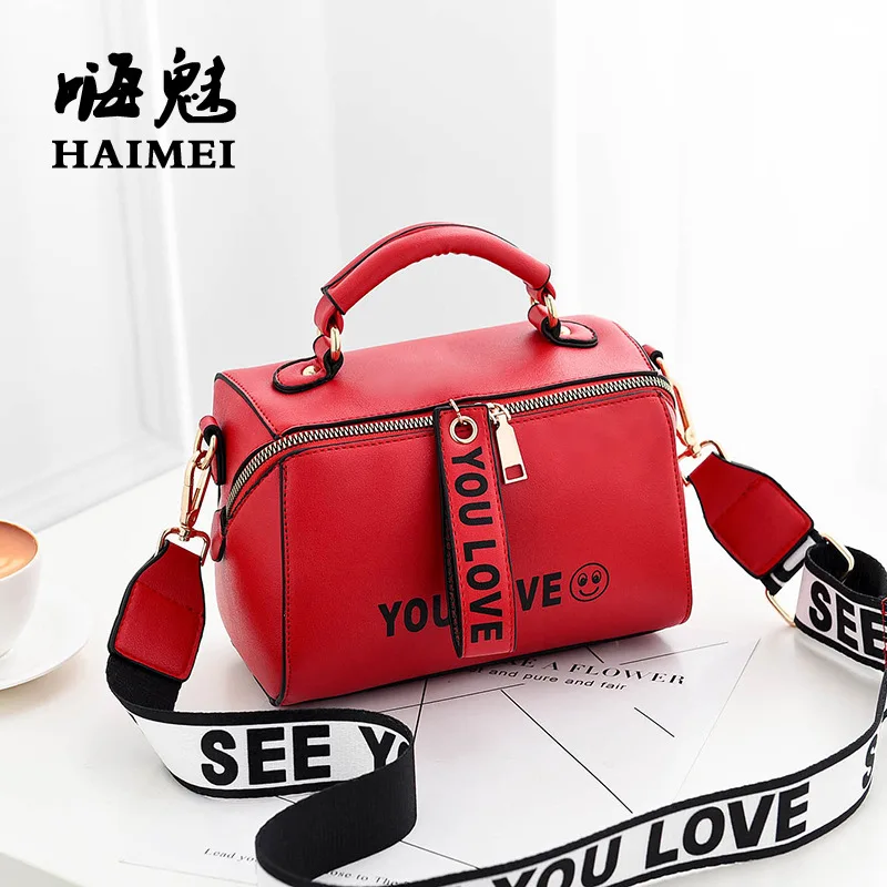 Boodinerinle Lettre green coffee Pack Casual Diagonale red black Nouveau Doux Large Oreiller pink Pu Yellow À Sac Bande De Visage Mode 2018 Femmes Bandoulière Épaule Brq7EwnZRB
