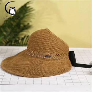 

Brand New Spring Summer Visors Cap Empty top Foldable Wide Large Brim Sun Hat Beach Hats for Women Straw Hat Wholesale
