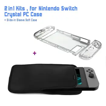 

NS NX Accessories, Split Crystal PC Case + Slide-in Sleeve Soft Case Carrying Pouch All for Nintendo Switch