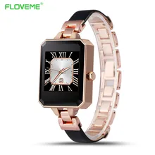 FLOVEME W7 Frauen Dame Smartwatch Echtem Leder Smart Uhren Pulsmesser Bluetooth Casual armbanduhr Für Android IOS