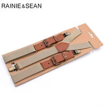 RAINIE SEAN подтяжки мужские и женские однотонные подтяжки для рубашки мужские подтяжки для брюк Y Back кожаные брендовые подтяжки зажимы для ремня