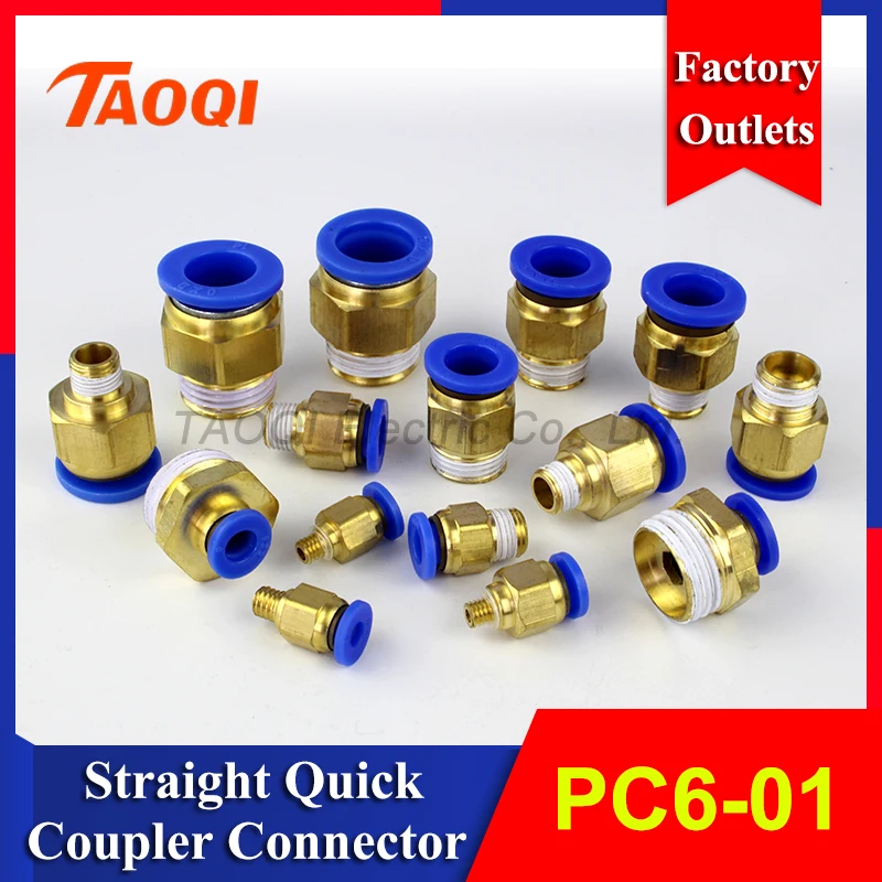 

1piece/lot PC6-01 Air Straight Pneumatic Male Tube Fitting One Touch Hose Quick Coupler Pipe Connectors for 6mm thread