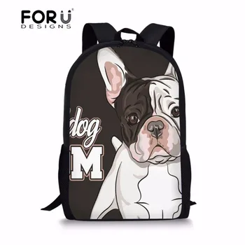 

FORUDESIGNS Primary Students School Bags for Girls Bulldog Printing School Backpack Teenager Shoulder Bag Softback Kids Mochila