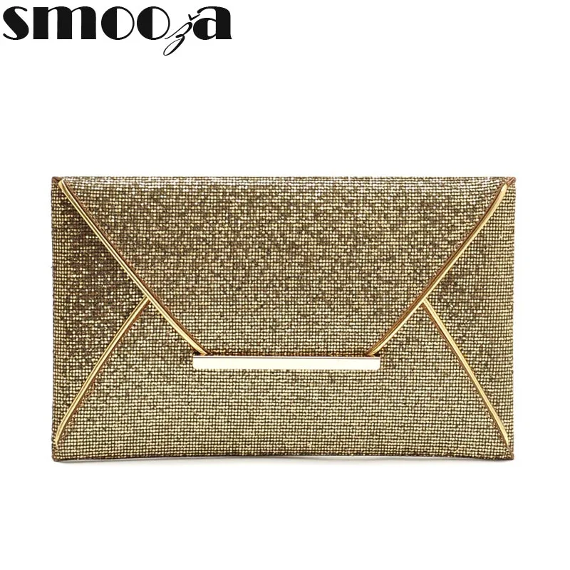 

SMOOZA New arrival day clutches bags Women Evening Party Bags Gold Sequins Envelope Bag Purse Clutch Handbags Shiny Solid purse